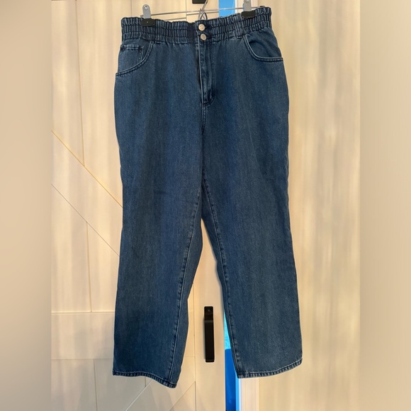 NWT Loft Mom Jeans Elastic Paper Bag Waist Jeans L large - Picture 1 of 2
